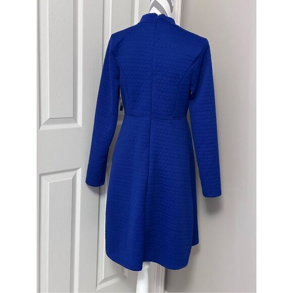Modcloth Womens Blue Retro Mock Neck Long Sleeve Knee Length A-line Dress - Picture 4 of 13